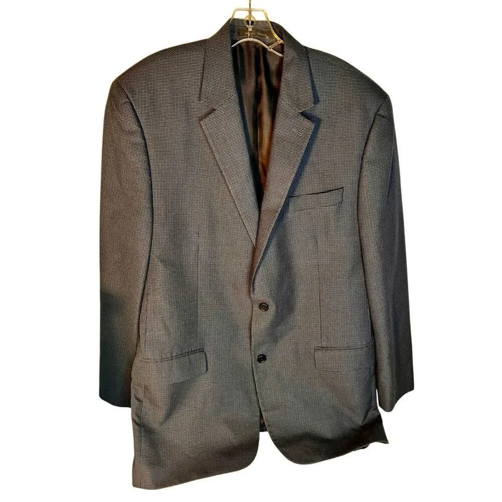 Michael Kors Macy’s Mens Blazer Suit Jacket 44L Grey Black Houndstooth